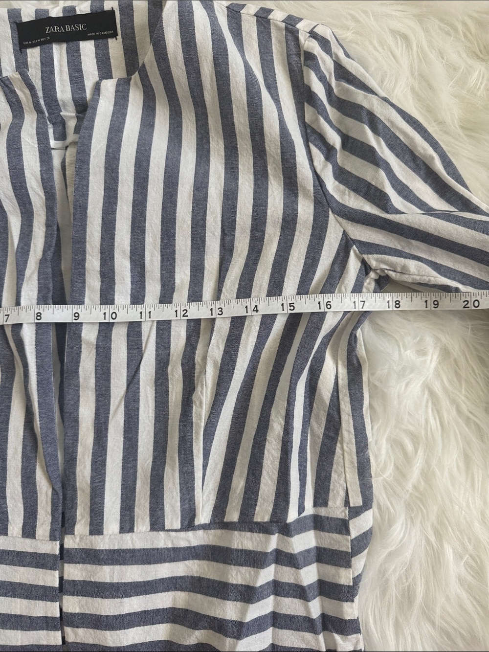 Zara Blue & White Striped Bell Sleeve Open Front Jacket | Size Medium - Picture 4 of 8